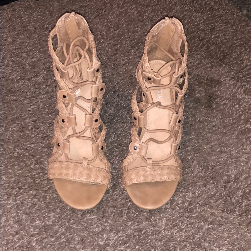 Tan wedge sandals